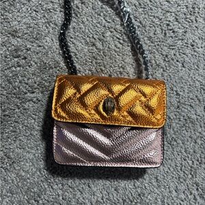 Kurt Geiger Gold and Pink Quilted Crossbody Bag
